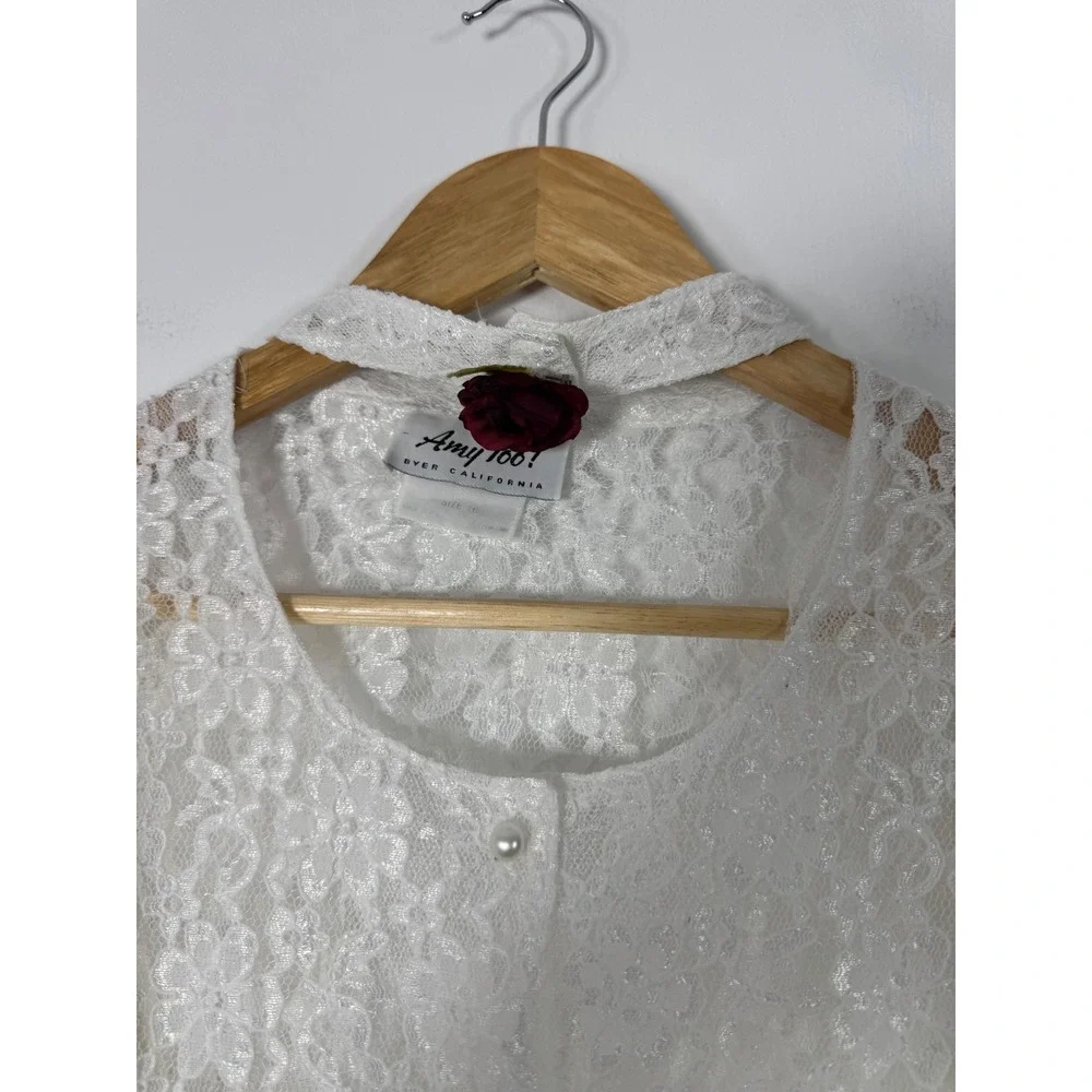 Coquette Amy Too Byer California Girls Size 16 Lace Dress White Pearl Button 90s